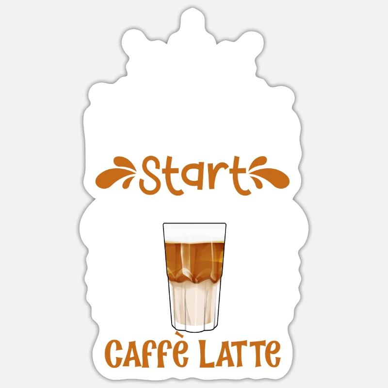 Bonjour avec Caffè Latte - Sticker taille S (10 x 10 cm) - blanc mat