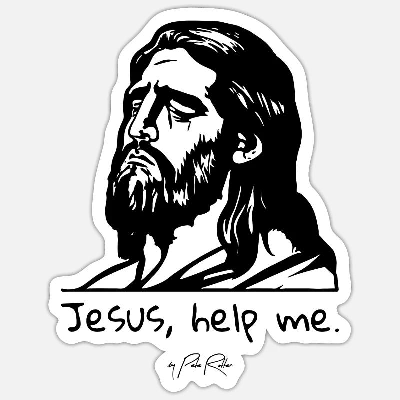 Jesus, help me - Sticker size S (10 x 10 cm) - white matte