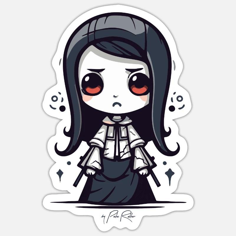 Chibi Japanisches Samurai-Mädchen Sticker Größe S (10 x 10 cm)