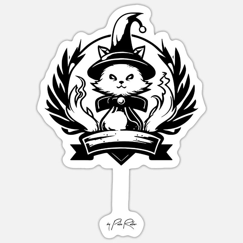 Die Gilde der Zauberer-Katzen - Sticker Größe S (10 x 10 cm) - Mattweiß