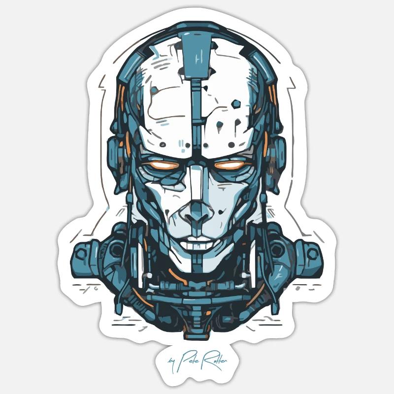 Ein Cyborg-Roboter Tech Sticker Größe S (10 x 10 cm)