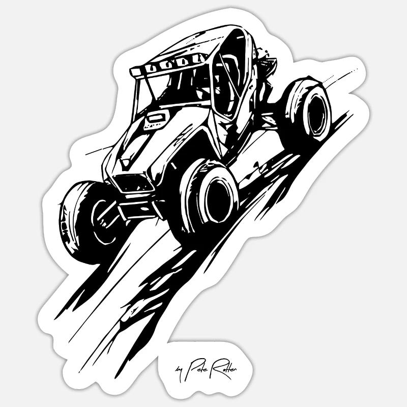 Sand Buggy Rallye - Sticker Größe S (10 x 10 cm) - Mattweiß