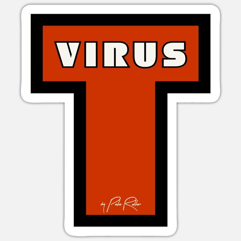 Virus T - Sticker taille S (10 x 10 cm) - blanc mat