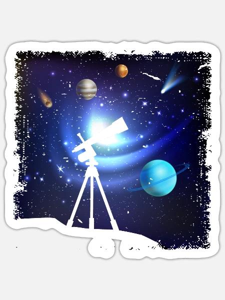 Weltraumfotografie Sternenbeobachtung Teleskop Astronomie - Sticker Größe S (10 x 10 cm) - Mattweiß