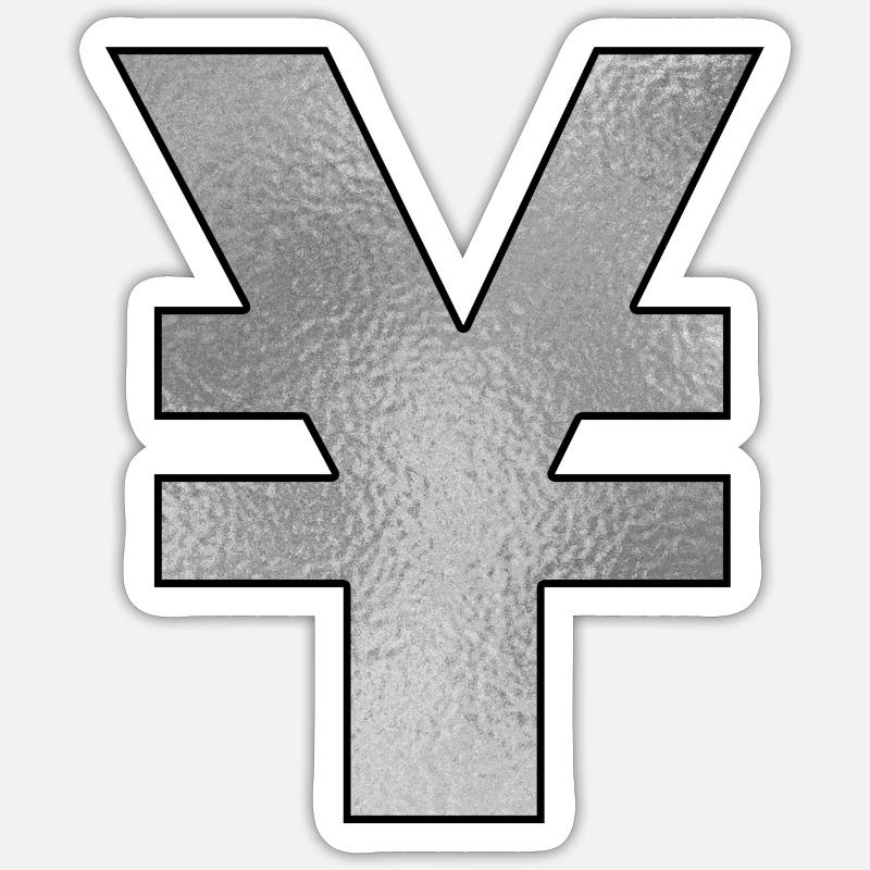 Yenzeichen Silber Sticker Größe S (10 x 10 cm)