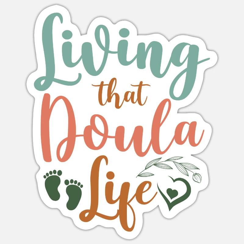 Doula accoucheuse vivant cela - Sticker taille S (10 x 10 cm) - blanc mat