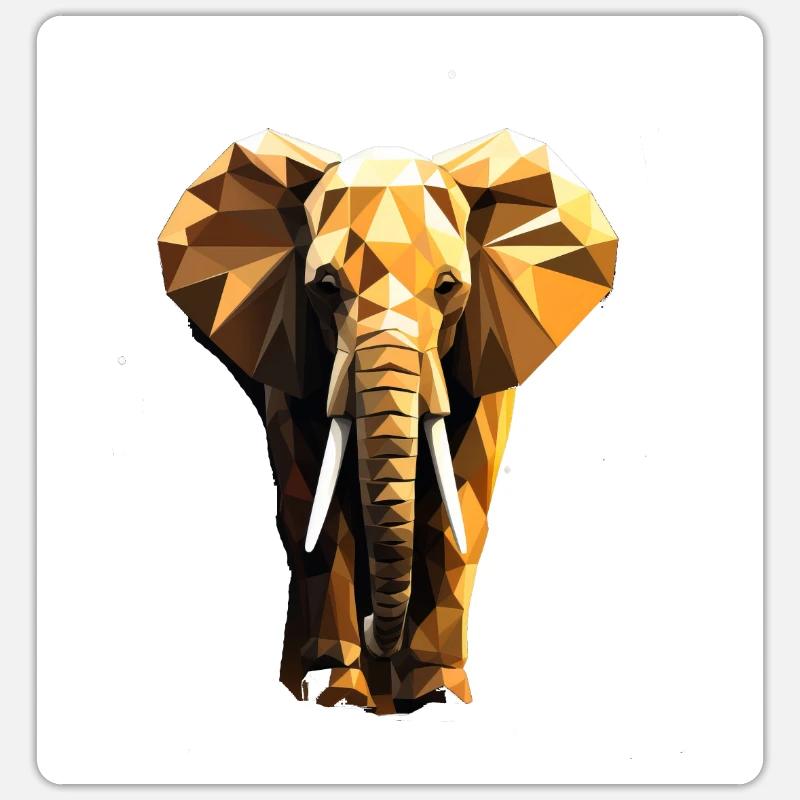 Éléphant de style géométrique - Sticker taille S (10 x 10 cm) - blanc mat