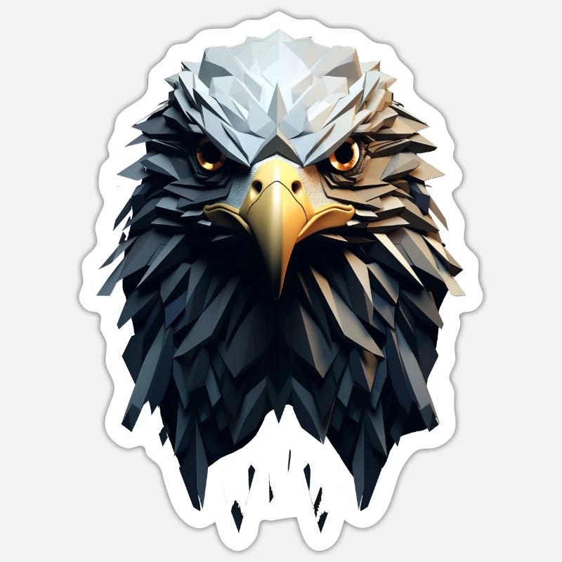 Geometric Eagle Animation - Sticker Größe S (10 x 10 cm) - Mattweiß