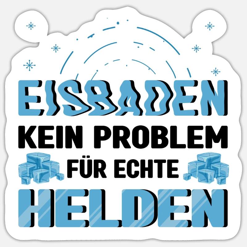 Eisbaden Spruch Eisschwimmer Sonnenbaden Eisbader - Sticker Größe S (10 x 10 cm) - Mattweiß