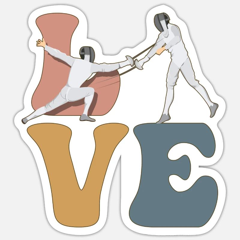 Fechten Fechter Florett Säbel - Sticker Größe S (10 x 10 cm) - Mattweiß