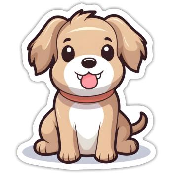 Süßer Cartoon Hund - Hunde Design - Sticker Größe S (10 x 10 cm) - Mattweiß - Vorne