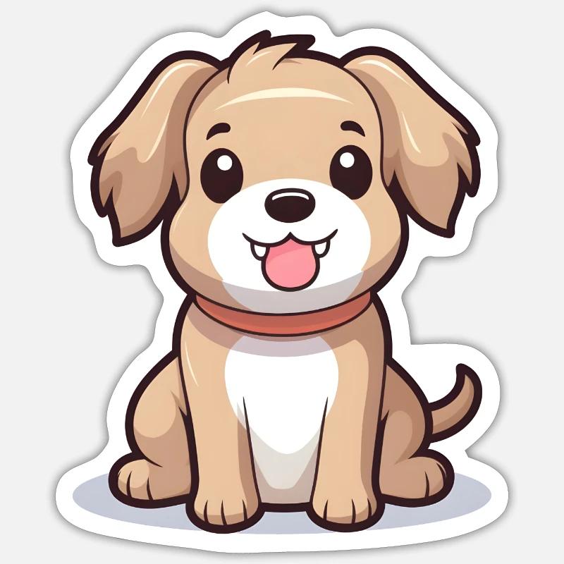 Chien de dessin animé mignon - conception de chien - Sticker taille S (10 x 10 cm) - blanc mat