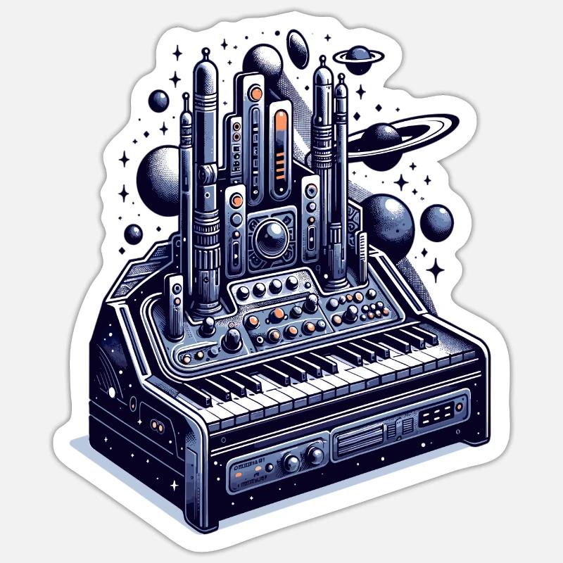 Theremin with Futuristic Sci-Fi Space Theme Sticker size S (10 x 10 cm)
