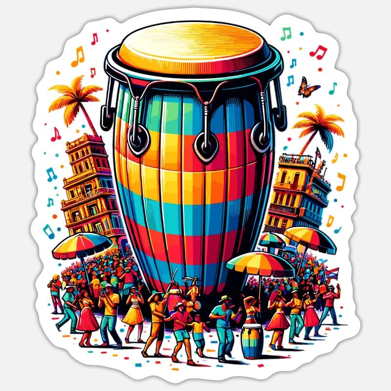 Cuban conga drum - Sticker size S (10 x 10 cm) - white matte