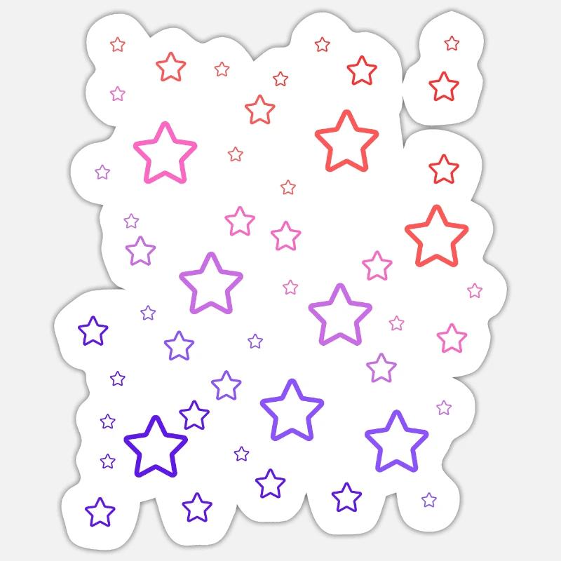Regenbogen-Sterne - Sticker Größe S (10 x 10 cm) - Mattweiß