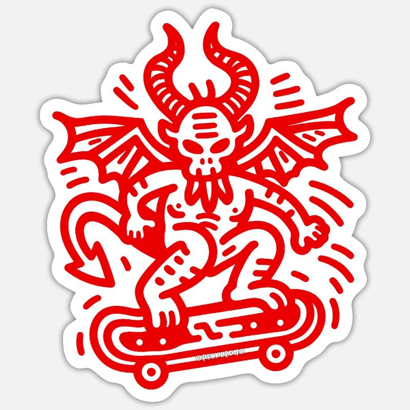 Rouge Diable - Sticker taille S (10 x 10 cm) - blanc mat