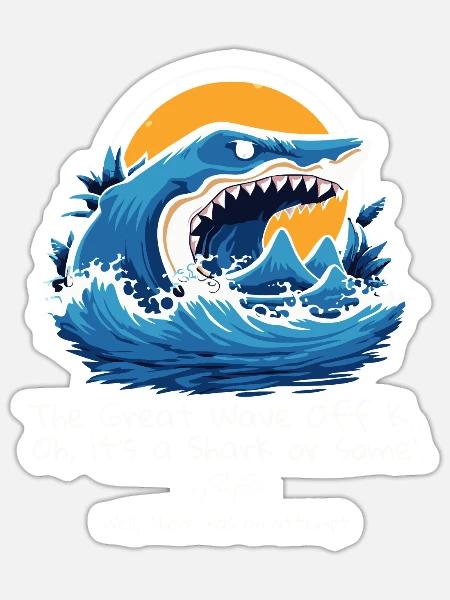 Der Große Kanagawa-Hai: Ein Versuch war es wert - Sticker Größe S (10 x 10 cm) - Mattweiß
