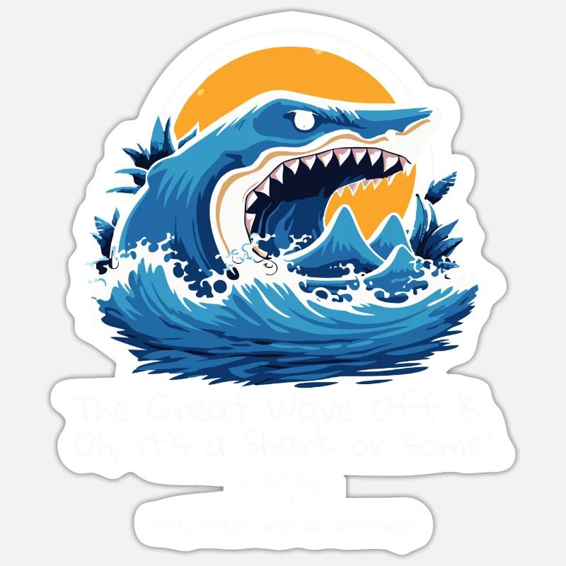 Der Große Kanagawa-Hai: Ein Versuch war es wert - Sticker Größe S (10 x 10 cm) - Mattweiß