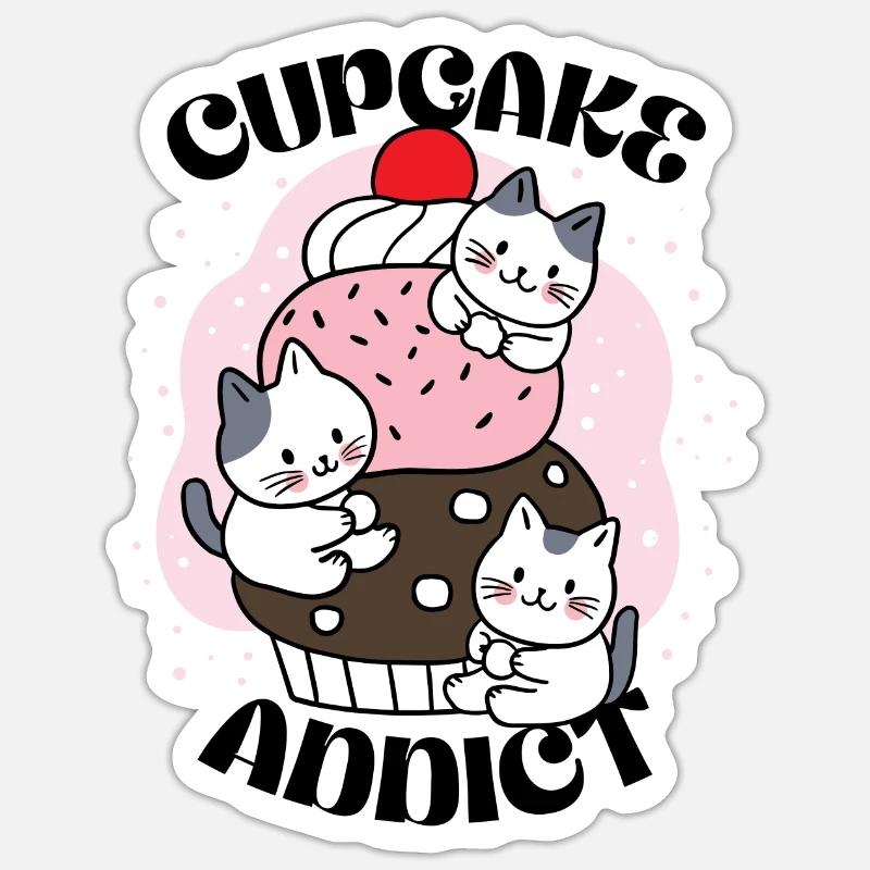 Cupcake addict - Sticker size S (10 x 10 cm) - white matte