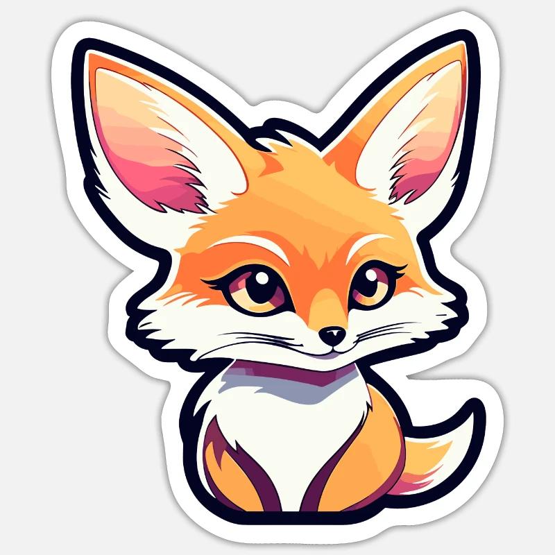 Desert Fox Fennec Drawing - Sticker size S (10 x 10 cm) - white matte