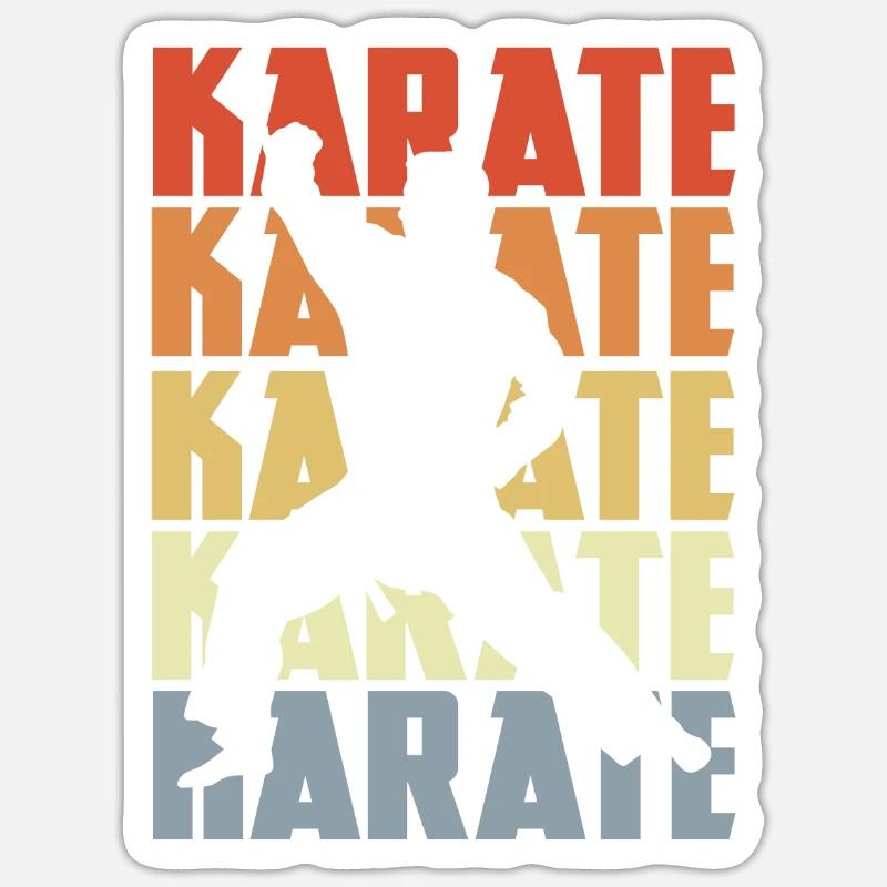 Karaté rétro - Sticker taille S (10 x 10 cm) - blanc mat