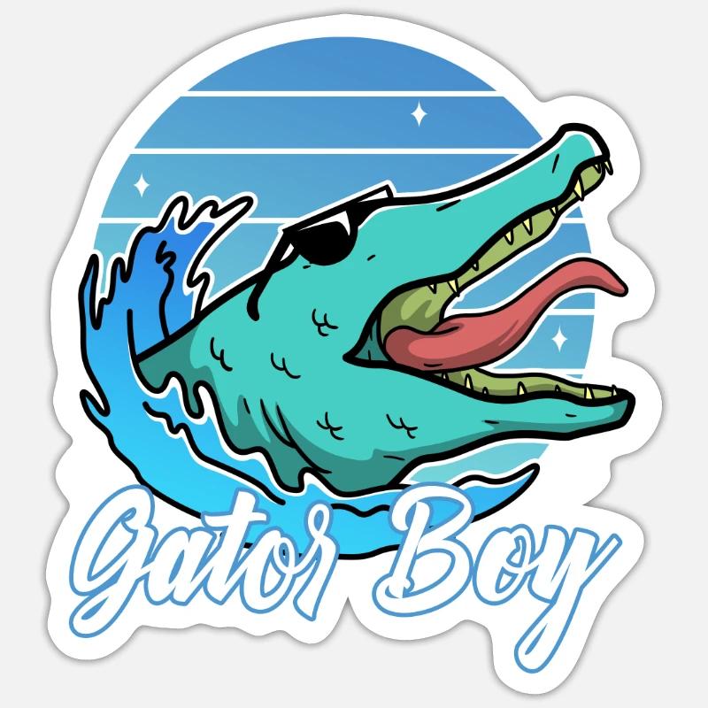 Gator Boy - Sticker taille S (10 x 10 cm) - blanc mat