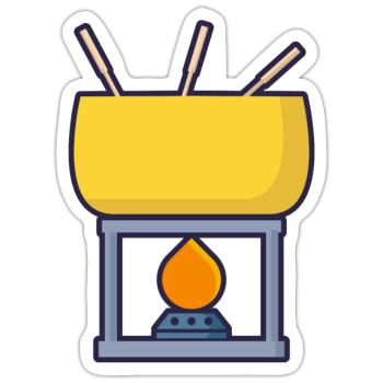 Fondue Pot Cheese Fondue Christmas Dinner - Sticker size S (10 x 10 cm) - white matte - Front