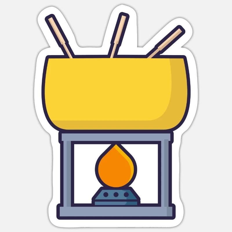 Fondue à fondue au fromage Dîner de Noël - Sticker taille S (10 x 10 cm) - blanc mat