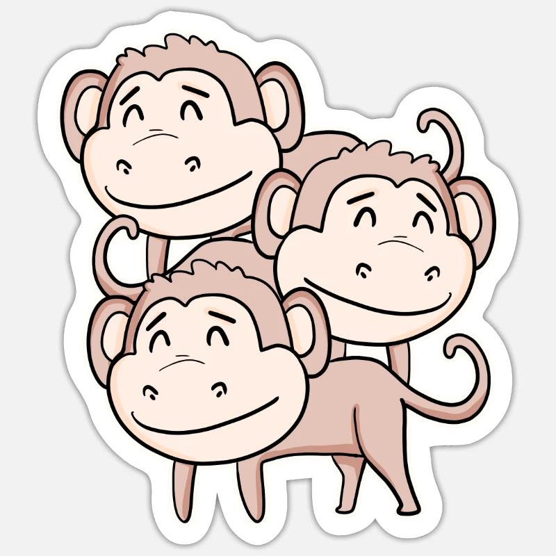 Cute Monkey - Monkey Motif Sticker size S (10 x 10 cm)