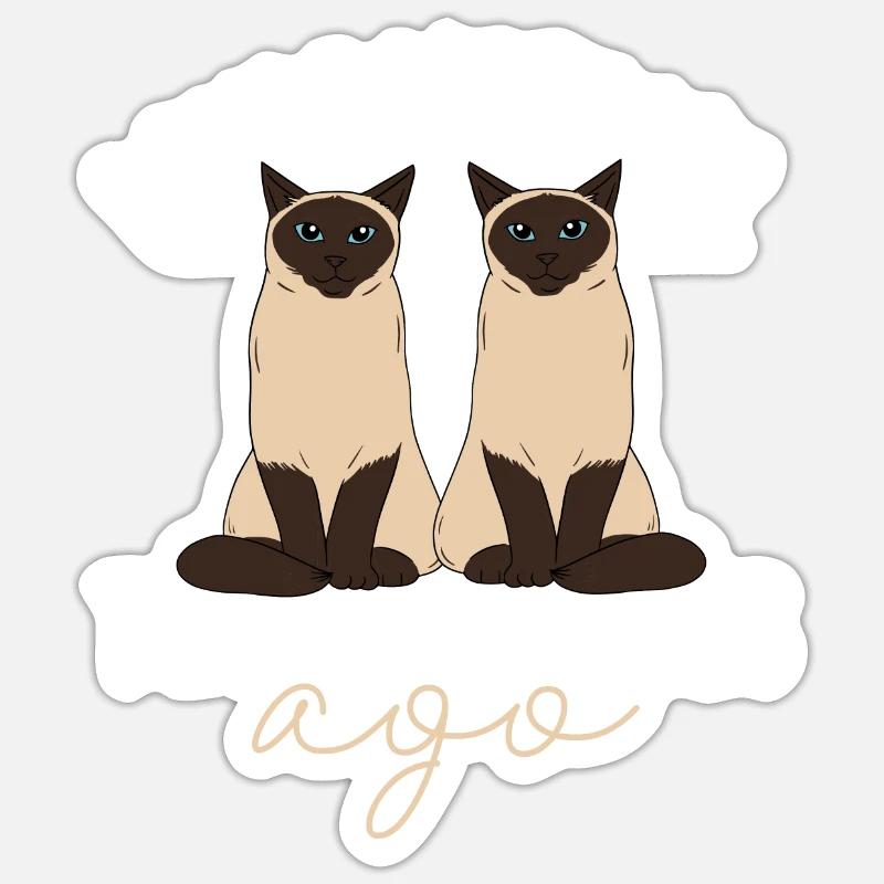 Chat siamois - Sticker taille S (10 x 10 cm) - blanc mat