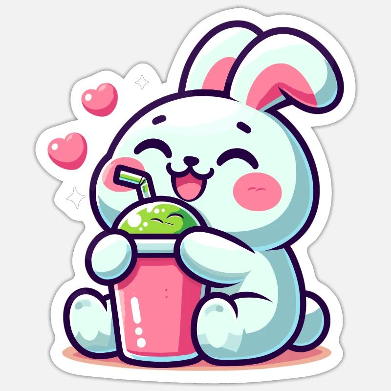 Rabbit Bubble Tea Kawaii - Sticker size S (10 x 10 cm) - white matte