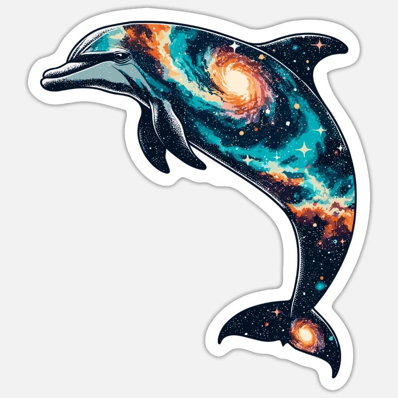 Dolphin Space Galaxy Universe - Sticker size S (10 x 10 cm) - white matte