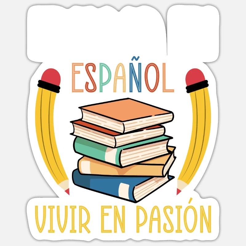 Professeur d’espagnol Maestra Professeur bilingue - Sticker taille S (10 x 10 cm) - blanc mat