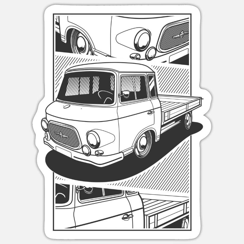 Barkas Pritsche B1000 - Sticker Größe S (10 x 10 cm) - Mattweiß