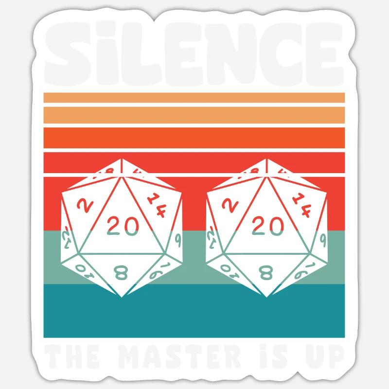 Silence! Le Master Is Up D20 Cube - Sticker taille S (10 x 10 cm) - blanc mat