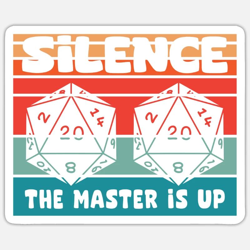 Silence! The Master Is Up D20 Cube Sticker size S (10 x 10 cm)