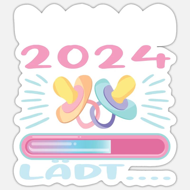 Mama 2024 werdende Mutter Schwangerschaft - Sticker Größe S (10 x 10 cm) - Mattweiß