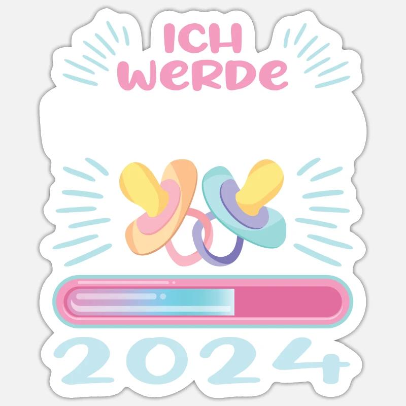 Mama 2024 werdende Mutter Schwangerschaft - Sticker Größe S (10 x 10 cm) - Mattweiß