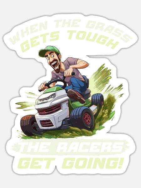 Rasenmäher-rennen Rasenmäher-rennen Rasenmäher - Sticker Größe S (10 x 10 cm) - Mattweiß