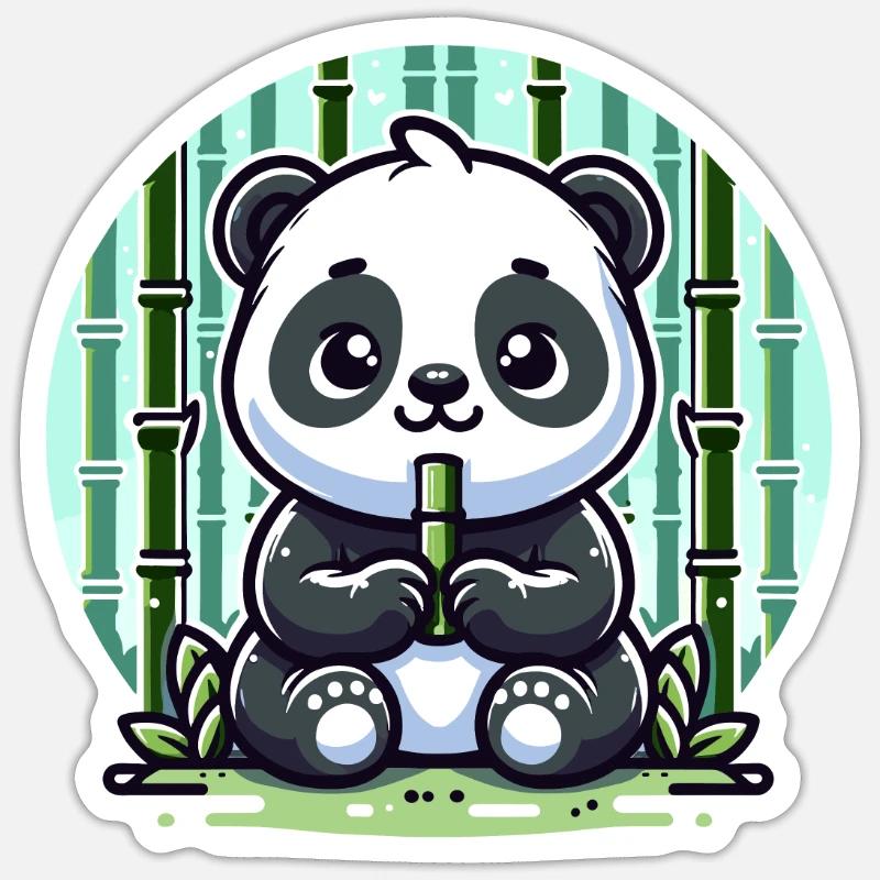 Panda Bamboo - Sticker size S (10 x 10 cm) - white matte