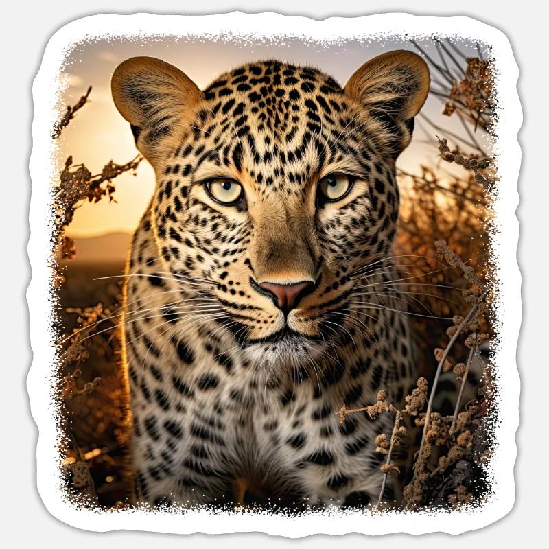 Leoparde realistico Leopardo - Sticker formato S (10 x 10 cm) - bianco opaco