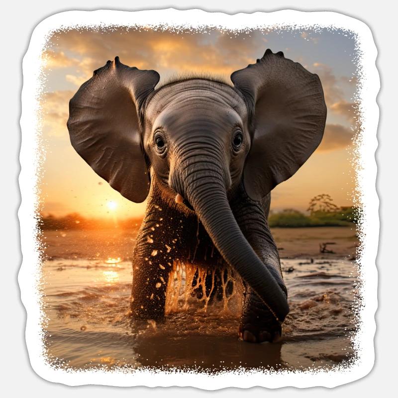 Elephant Realistic Elephant - Sticker size S (10 x 10 cm) - white matte