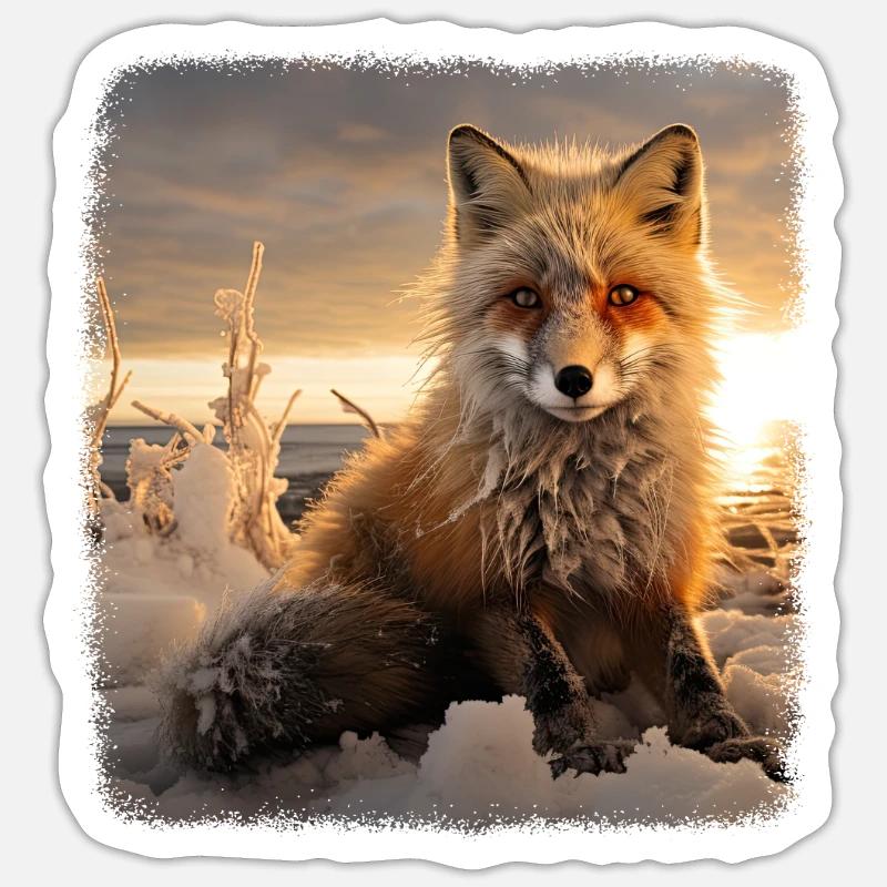Foxes realistic fox Sticker size S (10 x 10 cm)