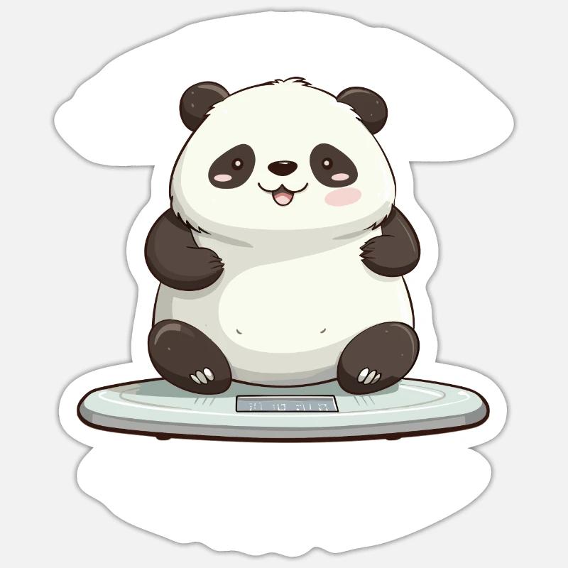 Hab mich gewogen bin zu klein Panda - Sticker Größe S (10 x 10 cm) - Mattweiß