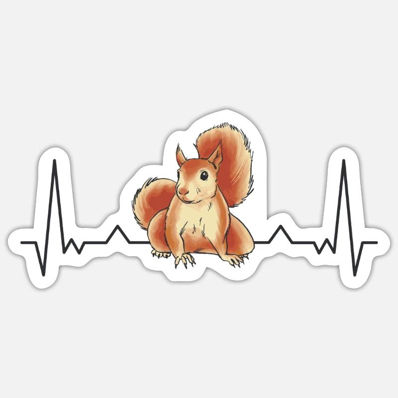 Eichhörnchen Herzschlag - Sticker Größe S (10 x 10 cm) - Mattweiß