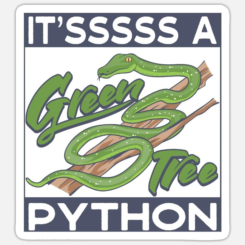 Es ist eine grüne Baumpython - Sticker Größe S (10 x 10 cm) - Mattweiß