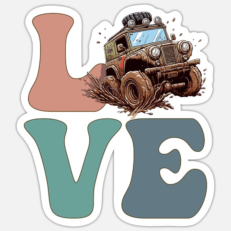 Mud Bogging Mudding Mud Racing - Sticker Größe S (10 x 10 cm) - Mattweiß