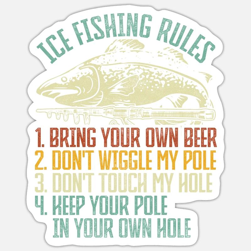Eisfischen Eisangeln Eisloch Angeln - Sticker Größe S (10 x 10 cm) - Mattweiß