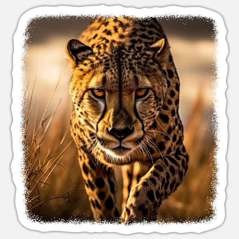 Geparde realistic Gepard - Sticker Größe S (10 x 10 cm) - Mattweiß
