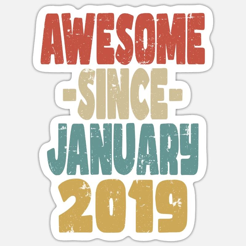 Awesome January 2019 - Sticker size S (10 x 10 cm) - white matte